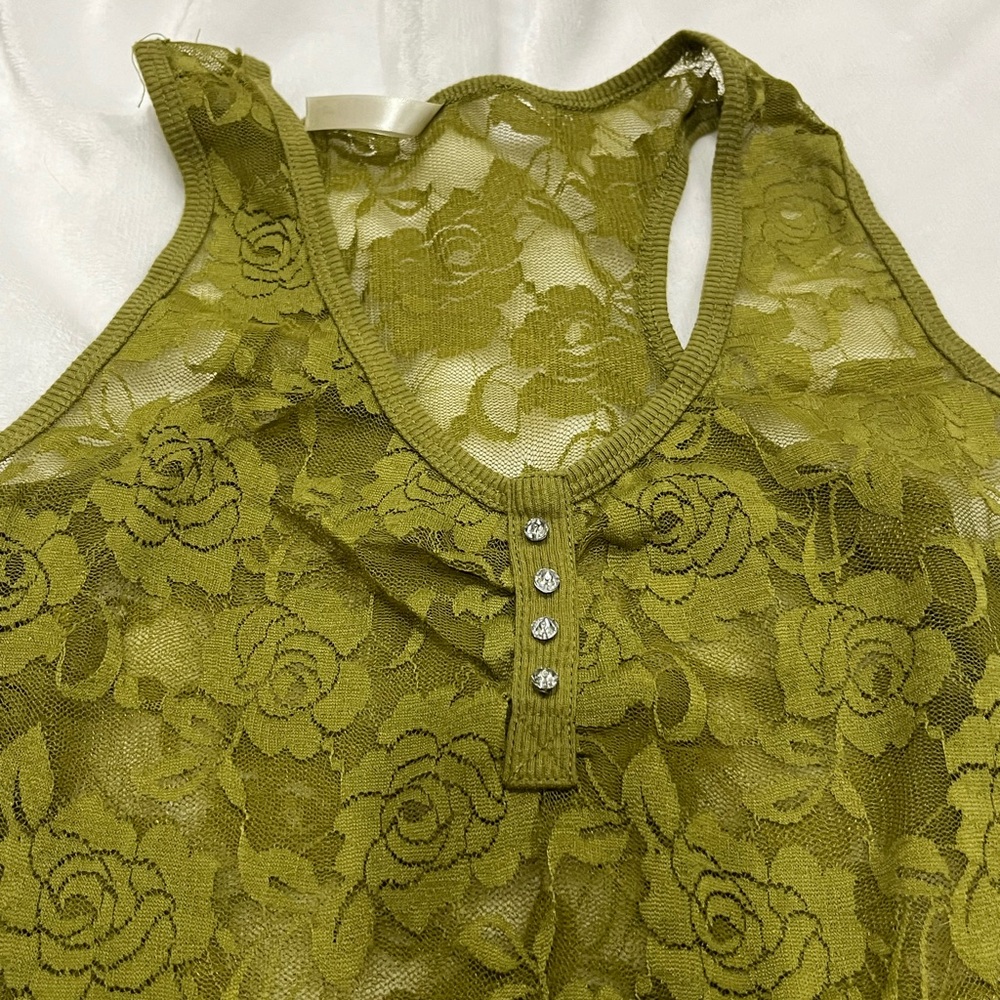 Olive Green Lace Tank Top
